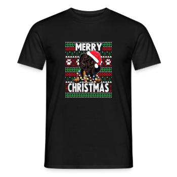 Süßer Hundepyjama - Dackel Hund Liebhaber Weihnachten - Männer T-Shirt - Schwarz - Vorne - AI Model Male 178 light (178cm)