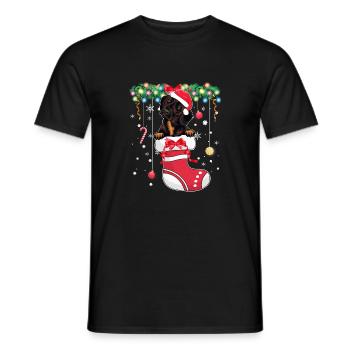 Dackel Hundeliebhaber Weihnachten - Hund Weihnachten Stoc - Männer T-Shirt - Schwarz - Vorne - AI Model Male 178 light (178cm)