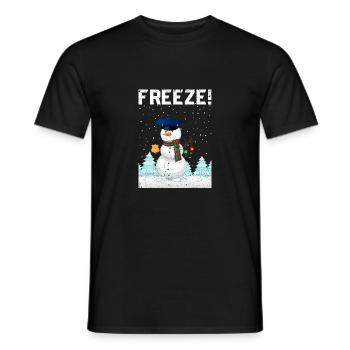 Polizist Schneemann Polizei Navidad Polizist Xmas - Männer T-Shirt - Schwarz - Vorne - AI Model Male 178 light (178cm)
