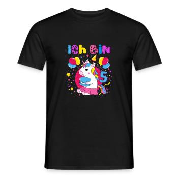 5. Geburtstag Mädchen Ich bin 5 Jahre mit Einhorn - Männer T-Shirt - Schwarz - Vorne - AI Model Male 178 light (178cm)