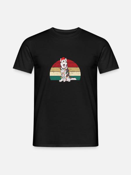 Siberian Husky Christmas Hat Christmas Tree - Men's T-Shirt - black