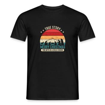 Histoire vraie de Noël Joyeux Noël parce que nous sommes - T-shirt homme - noir - Devant - AI Model Male 178 light (178cm)