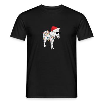 Weihnachtsmann Esel Weihnachtsbaum Lichter Lustig - Männer T-Shirt - Schwarz - Vorne - AI Model Male 178 light (178cm)