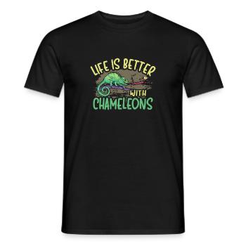 Herpétologiste des reptiles lézards caméléons - T-shirt homme - noir - Devant - AI Model Male 178 light (178cm)