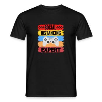 Expert en distanciation sociale chemise de jeu amusante - T-shirt homme - noir - Devant - AI Model Male 178 light (178cm)