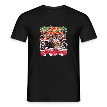 Joyeux Noël Famille Assorti Mignon Chiens Noël Noël - T-shirt homme - noir - Devant - AI Model Male 178 light (178cm)