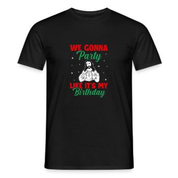 2 Nous allons faire la fête comme si c’était mon anniversaire - T-shirt homme - noir - Devant - AI Model Male 178 light (178cm)