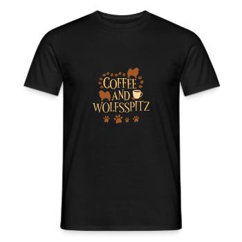 Café et Wolfsspitz - T-shirt homme - noir - Devant - AI Model Male 178 light (178cm)