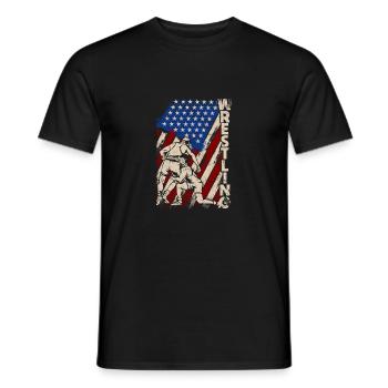 Amerikanische Ringen Patriotische Ringer Usa Flag - Männer T-Shirt - Schwarz - Vorne - AI Model Male 178 light (178cm)