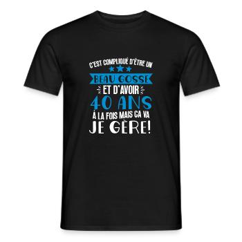 Beau gosse de 40 ans je gère cadeau anniversaire - T-shirt homme - noir - Devant - AI Model Male 178 light (178cm)