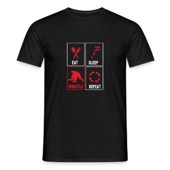 Eating Sleep Wrestling Repeat Wrestling Sports - Men's T-Shirt - black - Front - AI Model Male 178 light (178cm)