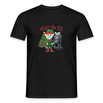 Ce que l’Elfe - Elfe avec masque et pompe à essence - T-shirt homme - noir - Devant - AI Model Male 178 light (178cm)