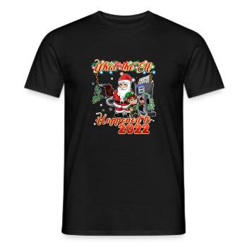 Funny Christmas 2022 - What the Elf Happened to 20 - Men's T-Shirt - black - Front - AI Model Male 178 light (178cm)