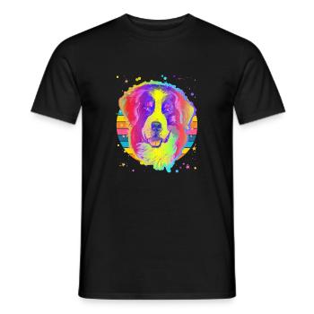 Bernese Mountain Dog Rainbow Space Black - Men's T-Shirt - black - Front - AI Model Male 178 light (178cm)