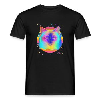 Birman Cat Rainbow Space Black - Men's T-Shirt - black - Front - AI Model Male 178 light (178cm)
