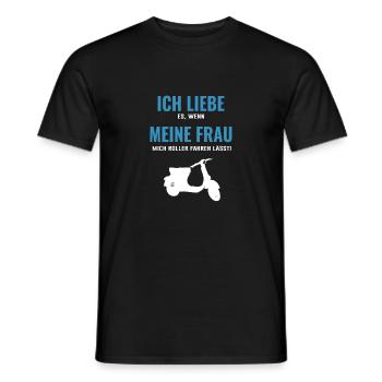 Ich liebe meine Frau wenn sie mich Roller fahren - Männer T-Shirt - Schwarz - Vorne - AI Model Male 178 light (178cm)