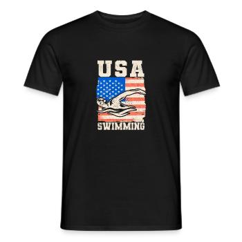 US Swim Wassersport Athleten Amerika Patriotisch - Männer T-Shirt - Schwarz - Vorne - AI Model Male 178 light (178cm)