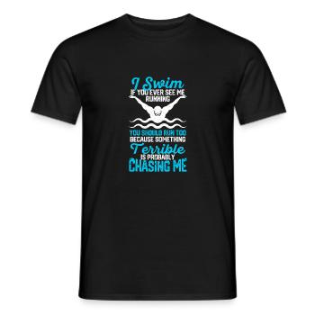 Nageur amusant Sports nautiques Je nage quand - T-shirt homme - noir - Devant - AI Model Male 178 light (178cm)