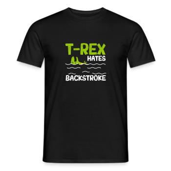 T-Rex hasst Rückenschwimmen Lustiger Schwimmer - Männer T-Shirt - Schwarz - Vorne - AI Model Male 178 light (178cm)