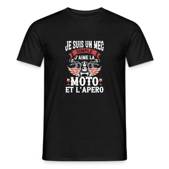 Je Suis Un Mec Simple J aime La Moto Et Apéro - T-shirt homme - noir - Devant - AI Model Male 178 light (178cm)