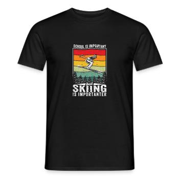 Schule ist wichtig, aber Skifahren ist wichtiger - Männer T-Shirt - Schwarz - Vorne - AI Model Male 178 light (178cm)