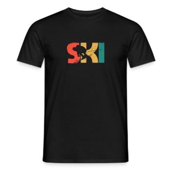 Distressed Look Skiing Winter sports lovers - Men's T-Shirt - black - Front - AI Model Male 178 light (178cm)