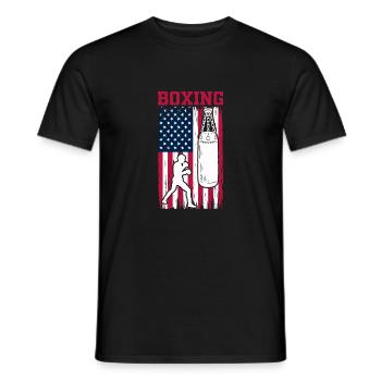 American Flag Boxing Fighter - Arts Martiaux Boxe - T-shirt homme - noir - Devant - AI Model Male 178 light (178cm)