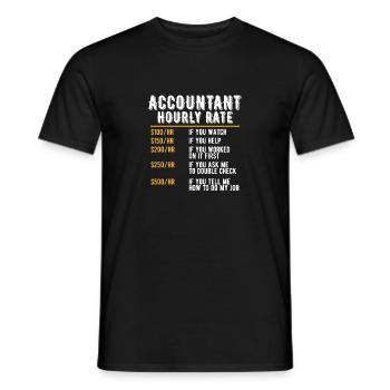 Funny Accountant Hourly Rate Accounting CPA Pun - Men's T-Shirt - black - Front - AI Model Male 178 light (178cm)