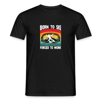 Né pour skier Forcé de travailler Drôle - T-shirt homme - noir - Devant - AI Model Male 178 light (178cm)
