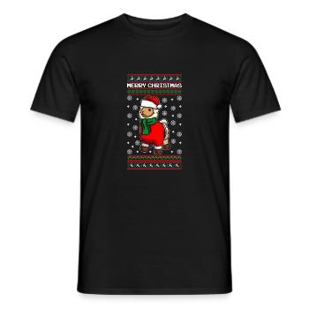Lama avec pull de Noël moche - T-shirt homme - noir - Devant - AI Model Male 178 light (178cm)