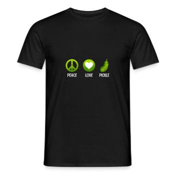 Peace Love Pickle Funny Dill Pickles Ball Vegan - Men's T-Shirt - black - Front - AI Model Male 178 light (178cm)