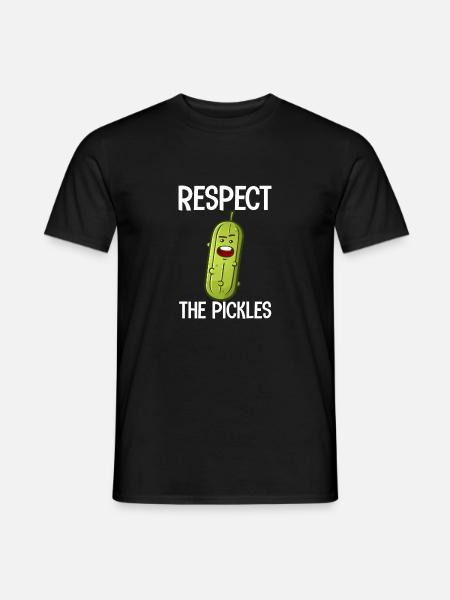 Respect The Pickles Vegan Food Funny Dill Pickle - Men's T-Shirt - black