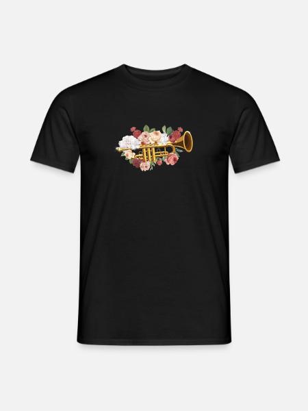 Trumpet Player Flower Floral Rose - Mænd T-shirt - sort