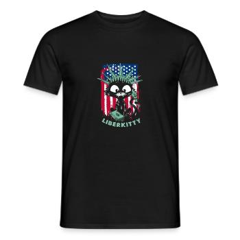 Chat Statue de la Liberté Liberkitty - T-shirt homme - noir - Devant - AI Model Male 178 light (178cm)