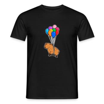 Capybara Rongeur Géant Caver avec Ballons Capybara - T-shirt homme - noir - Devant - AI Model Male 178 light (178cm)