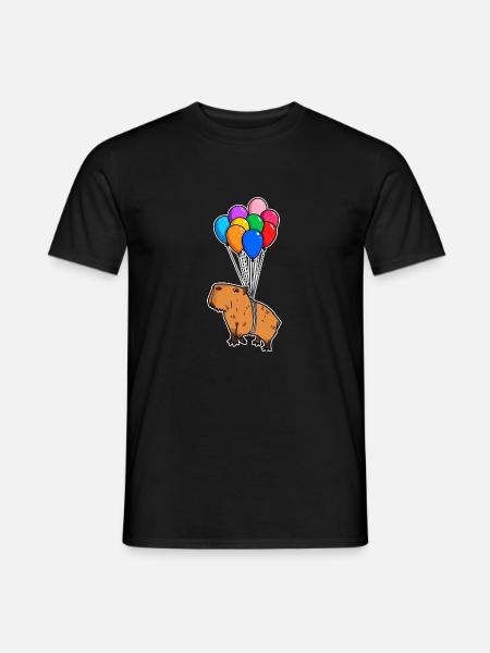 Capybara Riesenhöhle Nagetier mit Ballons Capybara - Männer T-Shirt - Schwarz