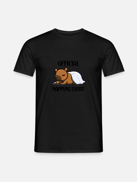 Śpiąca kapibara Piżama Śmieszny gryzoń Animal Pun - T-shirt męski - czarny