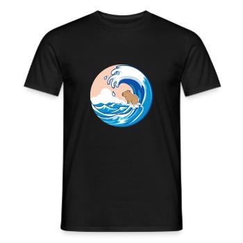 Welle Capybara Surfing Nagetier Lustiger Tierliebhaber - Männer T-Shirt - Schwarz - Vorne - AI Model Male 178 light (178cm)