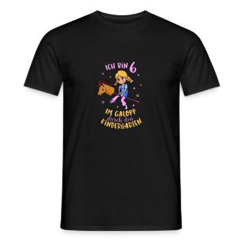 Anniversaire de la fille 6 ans avec cheval de loisir - T-shirt homme - noir - Devant - AI Model Male 178 light (178cm)