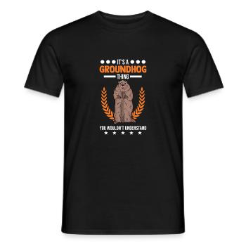 Groundhog Thing Groundhog Day Marmot - Men's T-Shirt - black - Front - AI Model Male 178 light (178cm)
