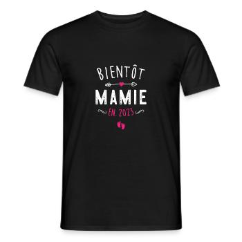 bientôt Mamie 2023 Nouvelle Naissance Grossesse - T-shirt homme - noir - Devant - AI Model Male 178 light (178cm)