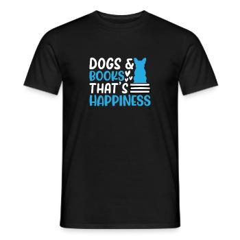 Dogs & Books That's Happiness - Reading Book Lover - Männer T-Shirt - Schwarz - Vorne - AI Model Male 178 light (178cm)