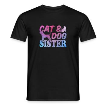 Cat Sister Dog Sister Dog Lover - Cat & Dog Sister - T-shirt homme - noir - Devant - AI Model Male 178 light (178cm)