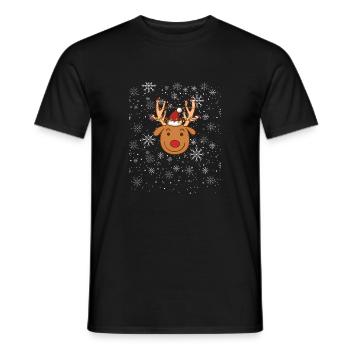 Reindeer Christmas Snow - Men's T-Shirt - black - Front - AI Model Male 178 light (178cm)