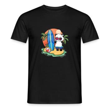 Funny Panda Surf Lovers Cool Surfboard Surfing Pun - Men's T-Shirt - black - Front - AI Model Male 178 light (178cm)