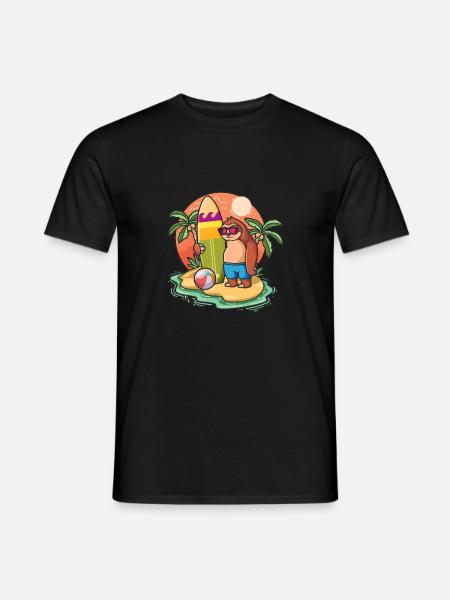 Drôle de paresseux Surf Lovers Cool Planche de surf Surf Pun - T-shirt homme - noir