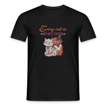Cat friends - Men's T-Shirt - black - Front - AI Model Male 178 light (178cm)