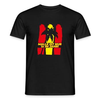 Malle_ist_nur_1x_im_Jahr - Männer T-Shirt - Schwarz - Vorne - AI Model Male 178 light (178cm)