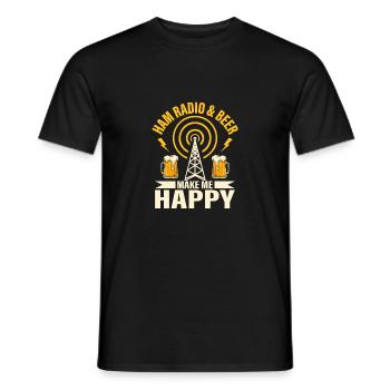 Ham radio & beer make me happy Amateur Operator - Männer T-Shirt - Schwarz - Vorne - AI Model Male 178 light (178cm)