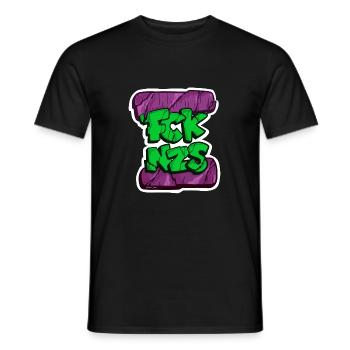 FCKNZS purplegreen - Männer T-Shirt - Schwarz - Vorne - AI Model Male 178 light (178cm)